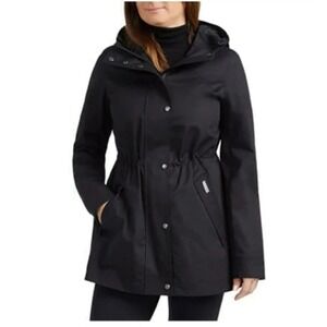 Hunter Black‎ Water Resistant Cotton Smock Jacket XS Hooded Drawstring Casual